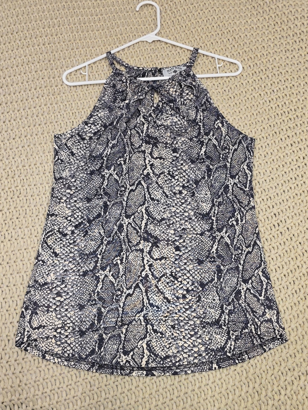 Crazy Train Black & Cream Snake-Print Halter Camisole
